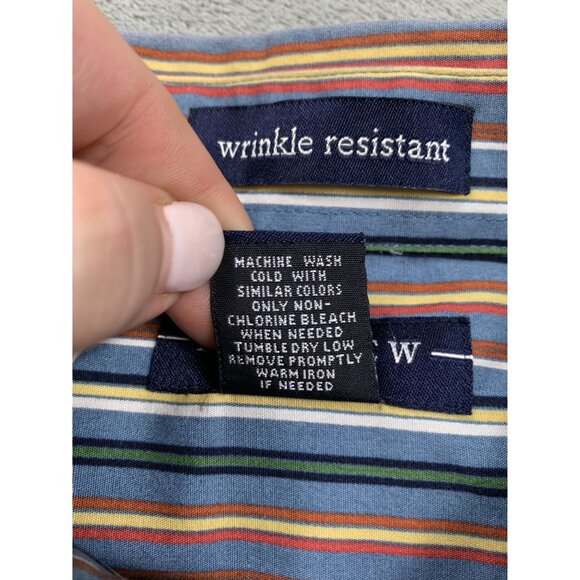 IVY Crew Classics Men's XL Blue Wrinkle Resistant Striped Button-Down Shirt - Picture 6 of 8